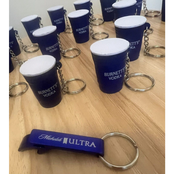 Burnett’s Vodka Blue Solo Cup Keychain Squishy /Stress Ball Lot Of 17 Plus Bonus - Picture 6 of 9